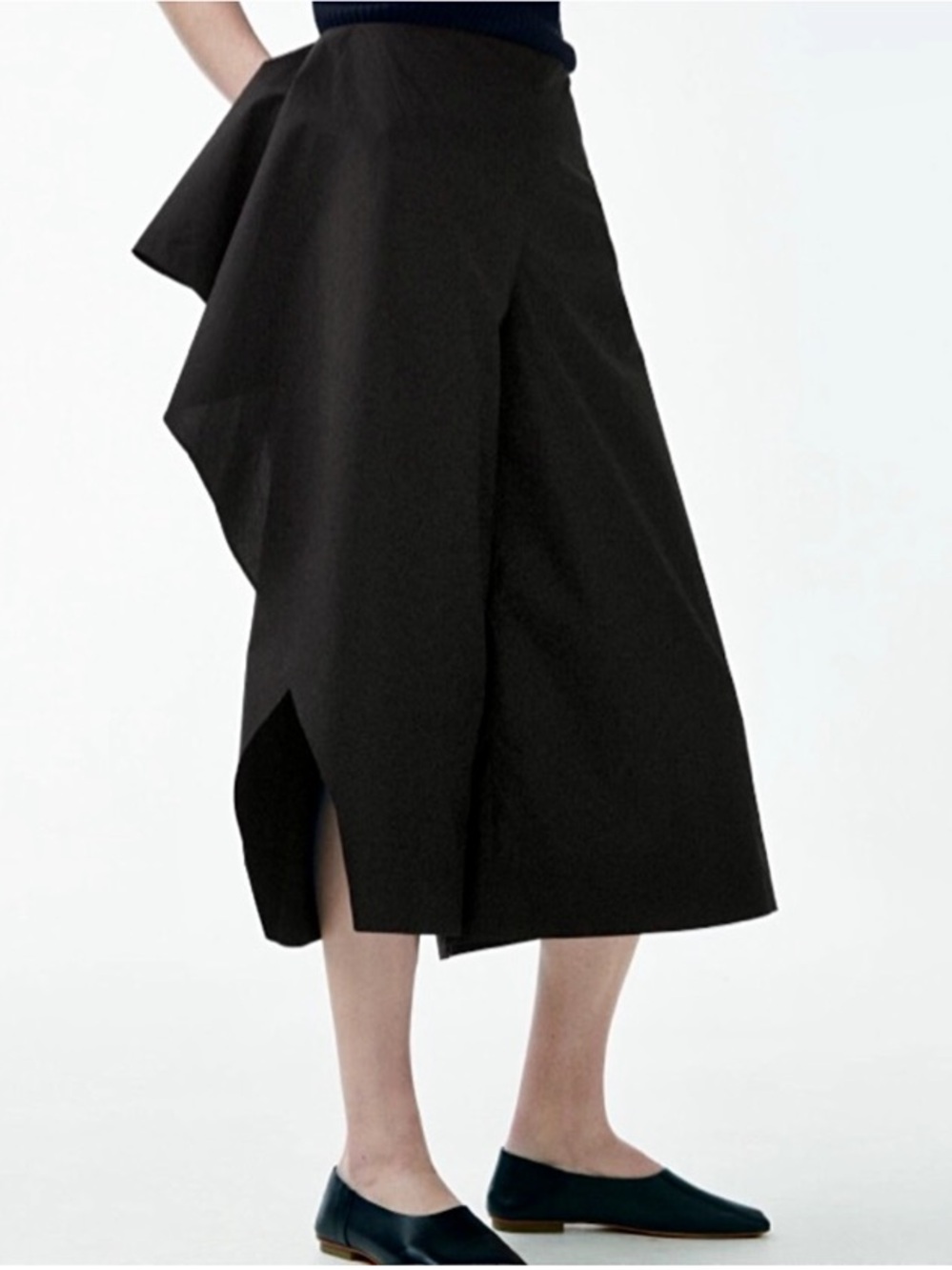 COS Pants Wide Leg Culottes Cotton Draped Black Avant-Garde Minimalist Chic 4